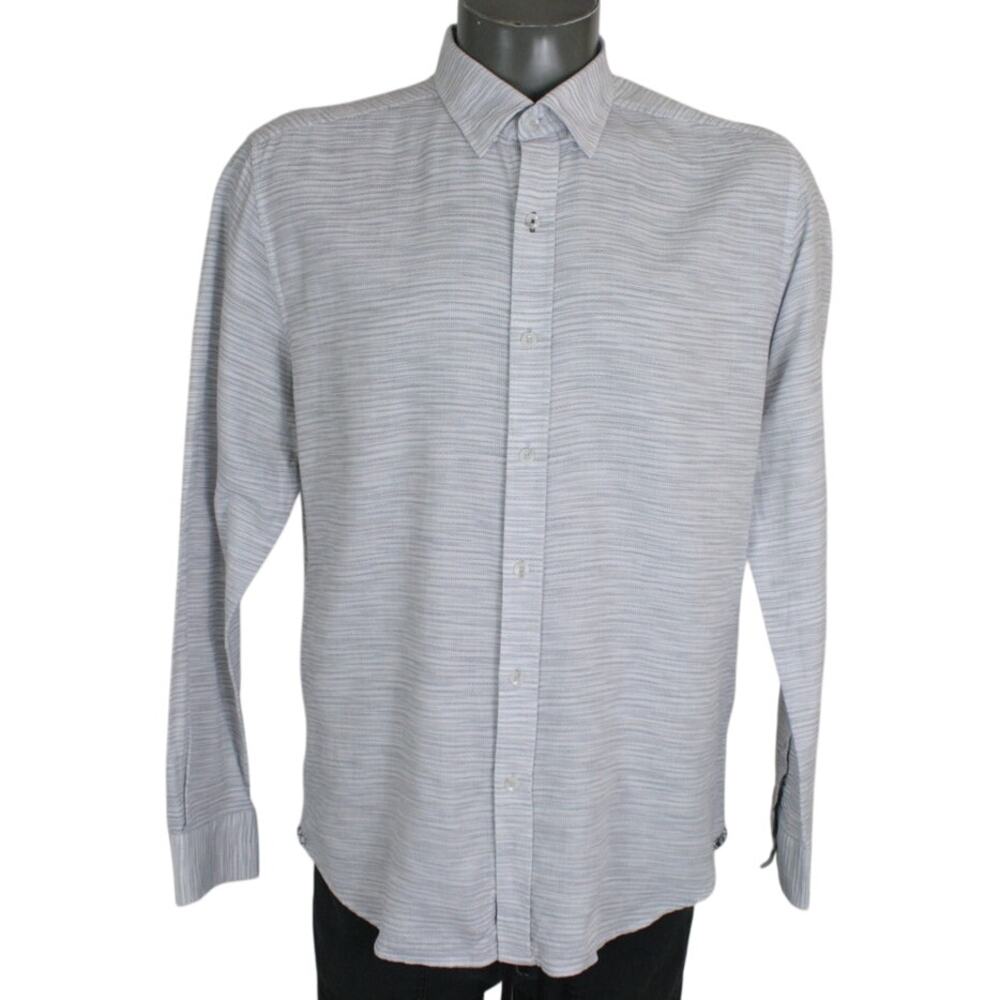 Robert Graham Shirt Mens XL Tailored Fit Gray White Textured Button Up